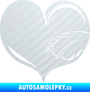 Samolepka Pes 102 pravá packa 3D karbon bílý