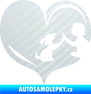Samolepka Pes 103 pravá dej pac srdce 3D karbon bílý