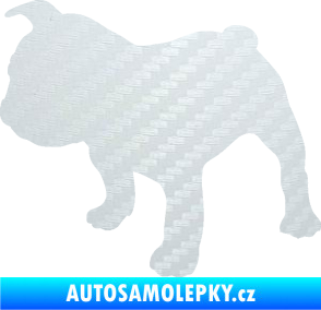 Samolepka Pes 108 levá Francouzský buldoček 3D karbon bílý
