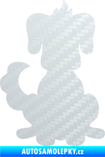 Samolepka Pes 113 levá kreslená silueta 3D karbon bílý