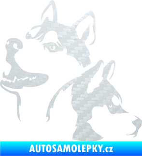 Samolepka Pes 117 levá husky 3D karbon bílý