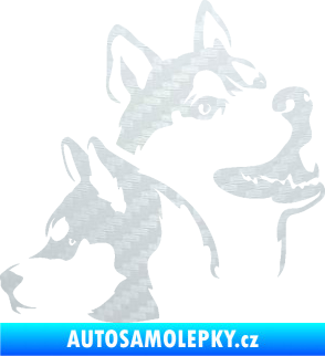 Samolepka Pes 117 pravá husky 3D karbon bílý