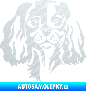 Samolepka Pes 132 levá Cavalier king Charles spaniel 3D karbon bílý