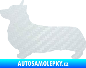 Samolepka Pes 164 levá Welsh Corgi Pembroke 3D karbon bílý