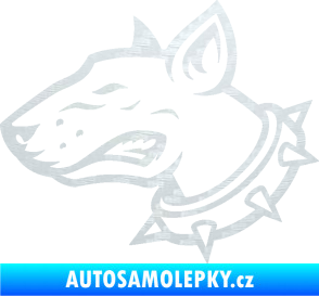 Samolepka Pes 167 levá pitbull 3D karbon bílý