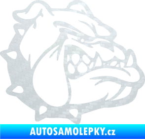 Samolepka Pes 174 pravá rozzuřený buldok 3D karbon bílý
