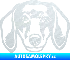 Samolepka Pes 180 pravá jezevčík  3D karbon bílý