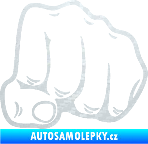 Samolepka Pěst 003 pravá 3D karbon bílý