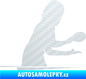 Samolepka Ping pong 005 pravá 3D karbon bílý