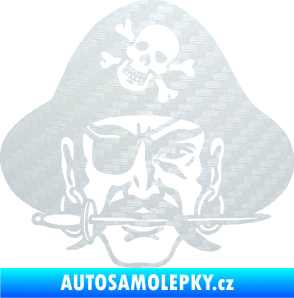 Samolepka Pirát 002 pravá 3D karbon bílý