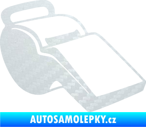 Samolepka Píšťalka 001 pravá 3D karbon bílý
