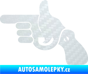 Samolepka Pistole 002 levá han gun 3D karbon bílý