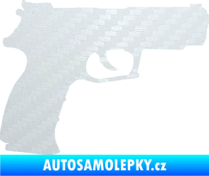 Samolepka Pistole 003 pravá 3D karbon bílý