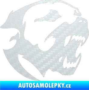 Samolepka Pitbull hlava 001 pravá 3D karbon bílý