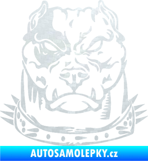 Samolepka Pitbull hlava 005 pravá 3D karbon bílý