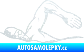 Samolepka Plavání levá 002  3D karbon bílý