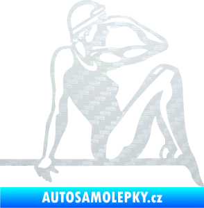 Samolepka Plavkyně 001 pravá 3D karbon bílý