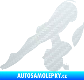 Samolepka Plavkyně 002 pravá skok do vody 3D karbon bílý