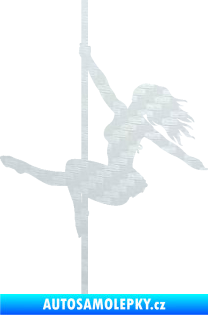 Samolepka Pole dance 001 levá tanec na tyči 3D karbon bílý