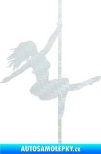 Samolepka Pole dance 001 pravá tanec na tyči 3D karbon bílý