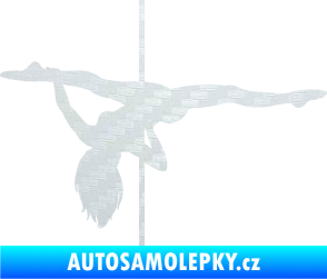 Samolepka Pole dance 002 levá tanec na tyči 3D karbon bílý