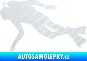 Samolepka Potápěč 002 levá 3D karbon bílý