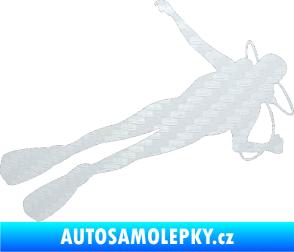Samolepka Potápěč 004 pravá 3D karbon bílý