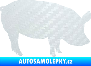 Samolepka Prase 001 pravá 3D karbon bílý