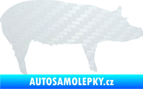 Samolepka Prase 002 pravá 3D karbon bílý