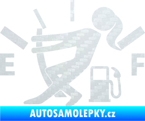 Samolepka Prázdná nádrž 002 palivoměr, varianta s ženou 3D karbon bílý