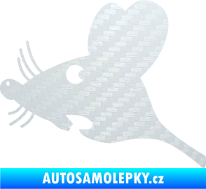 Samolepka Překvapená myš levá 3D karbon bílý