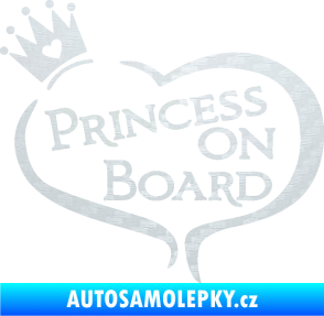 Samolepka Princess on board nápis s korunkou 3D karbon bílý