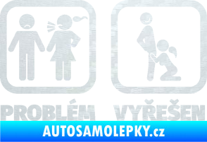Samolepka Problém? Vyřešen 003 3D karbon bílý