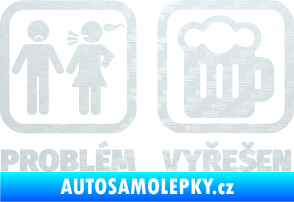 Samolepka Problém? Vyřešen 008 na pivo 3D karbon bílý