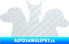 Samolepka Psi 001 pravá skupinka 3D karbon bílý