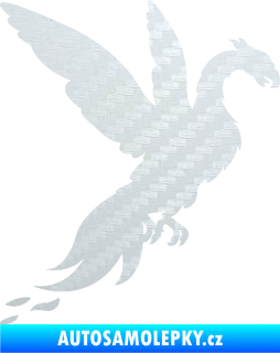Samolepka Pták Fénix 001 pravá 3D karbon bílý