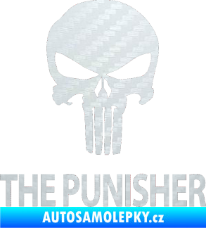 Samolepka Punisher 002 s nápisem 3D karbon bílý