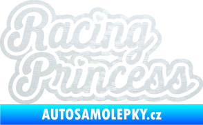 Samolepka Racing princess nápis 3D karbon bilý