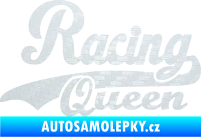 Samolepka Racing Queen nápis 3D karbon bílý