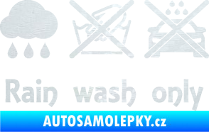 Samolepka Rain wash only nápis  3D karbon bílý