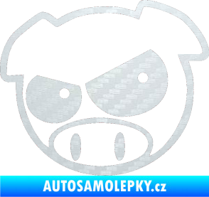 Samolepka Rally pig 002 levá 3D karbon bílý