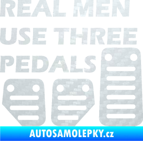 Samolepka Real men use three pedals 3D karbon bílý