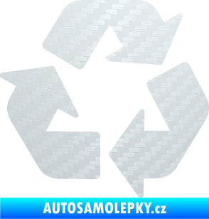 Samolepka Recyklace 001 symbol 3D karbon bílý