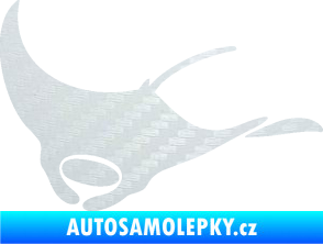 Samolepka Rejnok 003  levá manta 3D karbon bílý