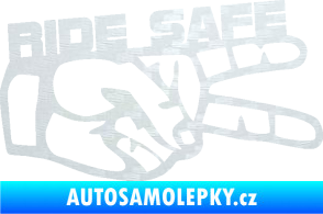 Samolepka Ride Safe nápis pravá motorkář 3D karbon bílý