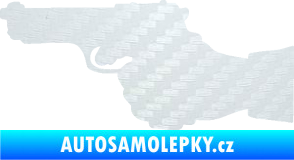 Samolepka Ruka s pistolí 001 levá ruce vzhůru 3D karbon bílý