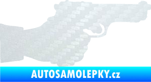Samolepka Ruka s pistolí 001 pravá ruce vzhůru 3D karbon bílý