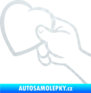 Samolepka Ruka se srdíčkem levá 3D karbon bílý