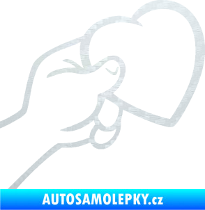 Samolepka Ruka se srdíčkem pravá 3D karbon bílý