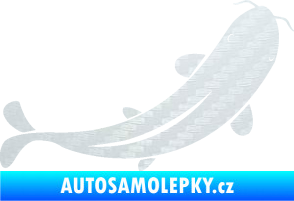 Samolepka Ryba 001 pravá 3D karbon bílý